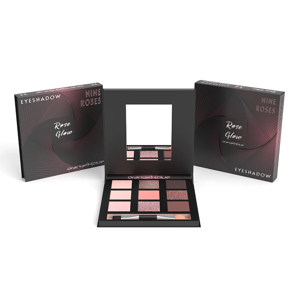 3D-Rendering der Lidschatten-Palette Rose Glow mit Verpackungen