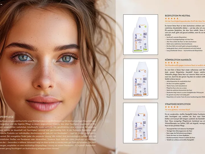 Catalogues, ads and print — example from the orangeblue brand