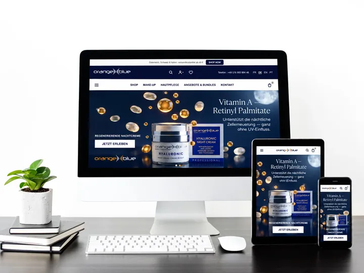 Online shop and landing pages — example from the orangeblue brand